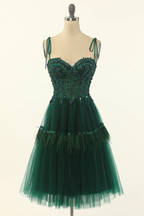 A-Linie Grüner Tüll Über Knie Länge Homecoming Kleid,Partykleid Y1703
