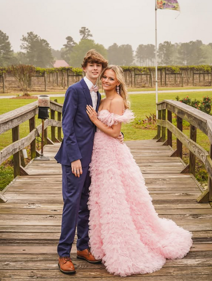 Vestido de fiesta de tul rosa con volantes y corsé, vestido de noche de tul Y6093