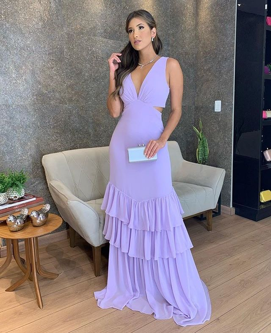 Lavendel Meerjungfrau ärmelloses Ballkleid, Lavendel Abendkleid Y2876