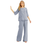 Vestido de gasa para madre de la novia Sunnderly, talla grande, trajes de pantalón con capas con volantes 