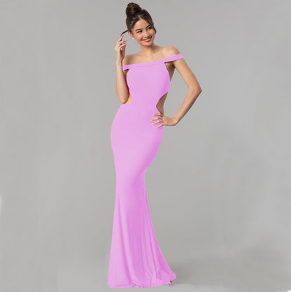 Women's Off Shoulder Maxi Evening Dress – Elegant Formal Gown