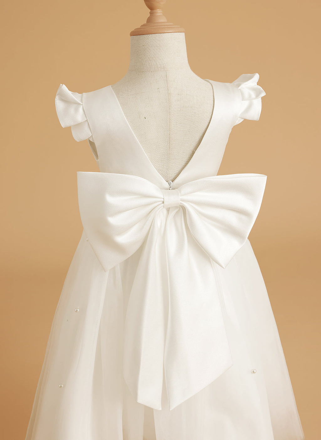 A-Linie Satin Tüll Knielanges Altrosa Kleid (2003227179) 