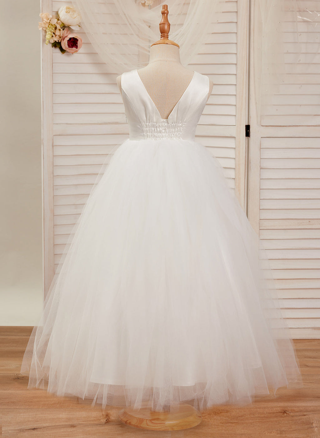 Ballkleid/Princess-Linie Satin Tüll Knöchellanges Kleid 