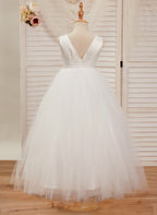 Ballkleid/Princess-Linie Satin Tüll Knöchellanges Kleid 