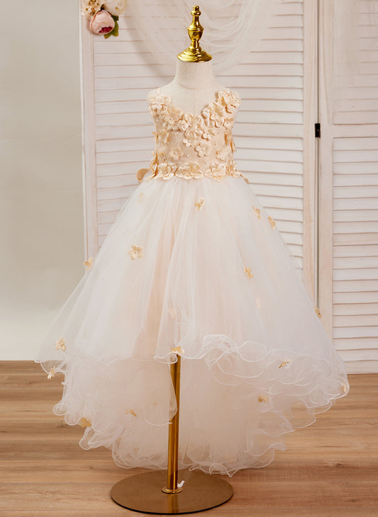 A-Linie Tüll Asymmetrisch Elfenbein Kleid (010220938) 
