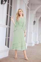 Vestido formal de fiesta Sunnderly de dos piezas, corte A, para madre de la novia, SY28072 