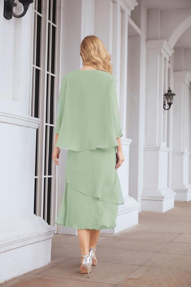 Vestido formal de fiesta Sunnderly de dos piezas, corte A, para madre de la novia, SY28072 