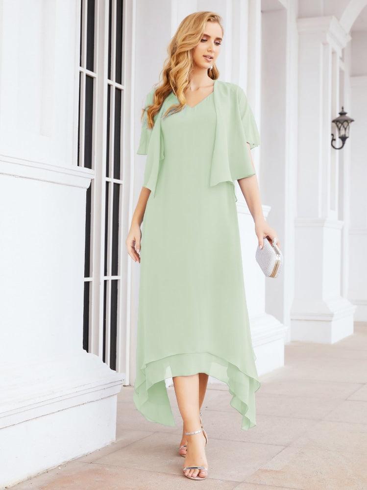 Vestido formal de fiesta Sunnderly de dos piezas, corte A, para madre de la novia, SY28073 