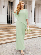 Vestido formal de fiesta Sunnderly, largo, para madre de la novia, con capa con volantes, SY28026 
