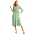 Sunnderly Chiffon Bridesmaid Dress V-Back Waist Belt Formal Prom Gown Mother of The Bride Wedding Guest