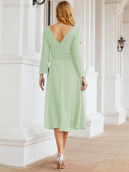 Brautjungfernkleid mit V-Rücken und Taillengürtel für die Mutter der Braut, Hochzeitsgäste, SY28031 