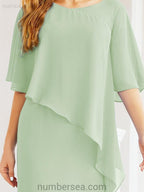 Vestido formal de fiesta Sunnderly, largo, para madre de la novia, con capa con volantes, SY28026 