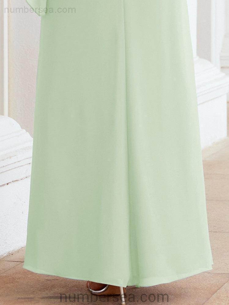 Vestido formal de fiesta Sunnderly, largo, para madre de la novia, con capa con volantes, SY28026 