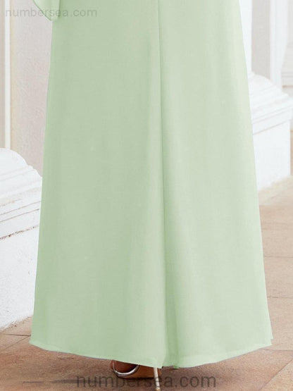 Sunnderly Formal Party Gown Dress Long Mother of The Bride Dresses with Ruffle Cape SY28026