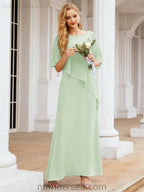 Vestido formal de fiesta Sunnderly, largo, para madre de la novia, con capa con volantes, SY28026 