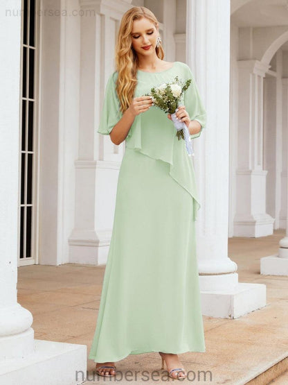 Sunnderly Formal Party Gown Dress Long Mother of The Bride Dresses with Ruffle Cape SY28026