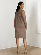 Vestidos de madre de la novia con corte tubo/columna, lentejuelas y chaqueta
