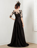 Vestidos de madre de la novia de corte A/princesa con escote joya y largo hasta el suelo