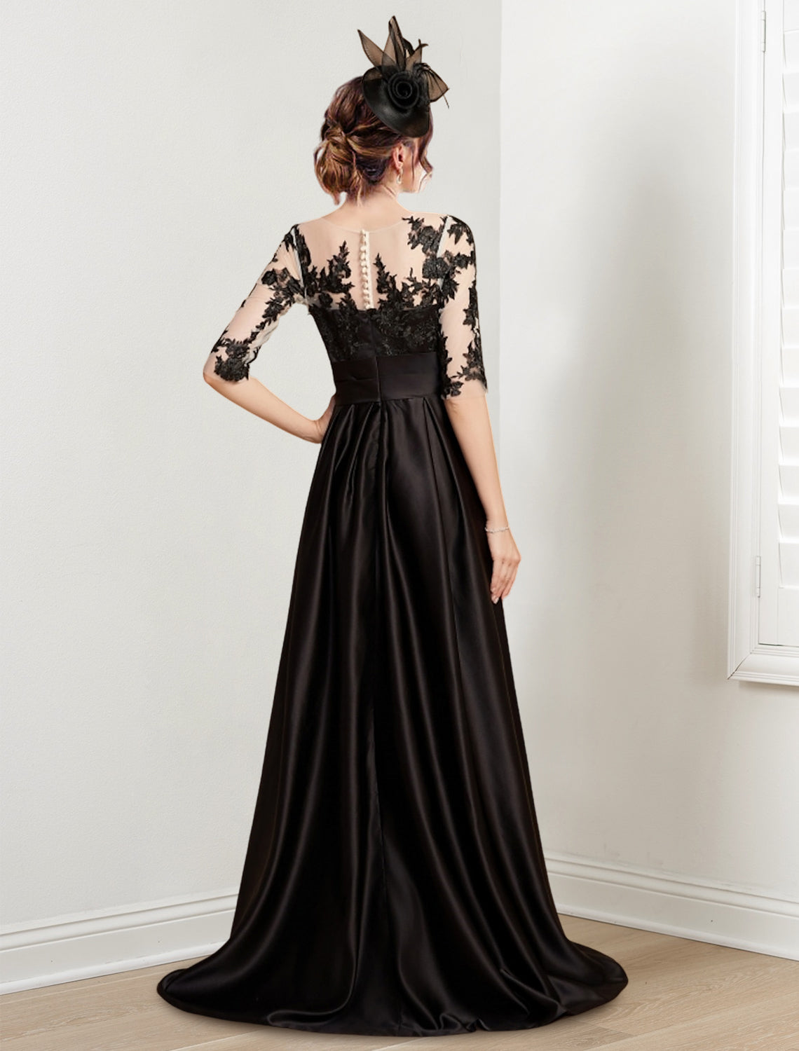 Vestidos de madre de la novia de corte A/princesa con escote joya y largo hasta el suelo