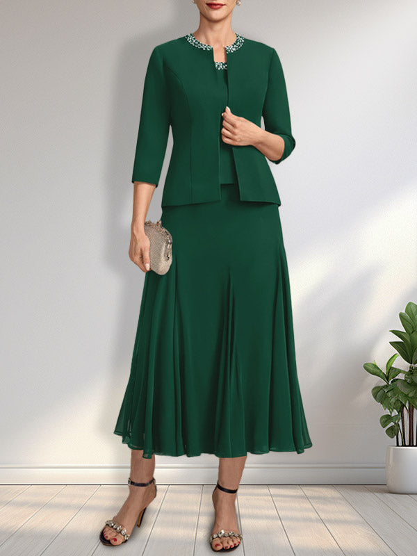 Vestido de gasa para madre de la novia con escote en A, largo hasta la rodilla, con lentejuelas y abalorios.