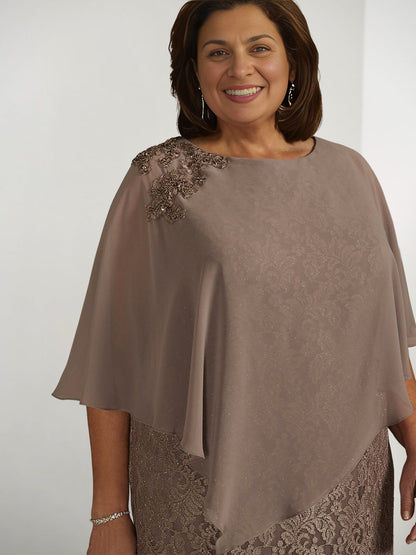 Vestidos de madre de la novia de corte A/princesa con apliques y capas