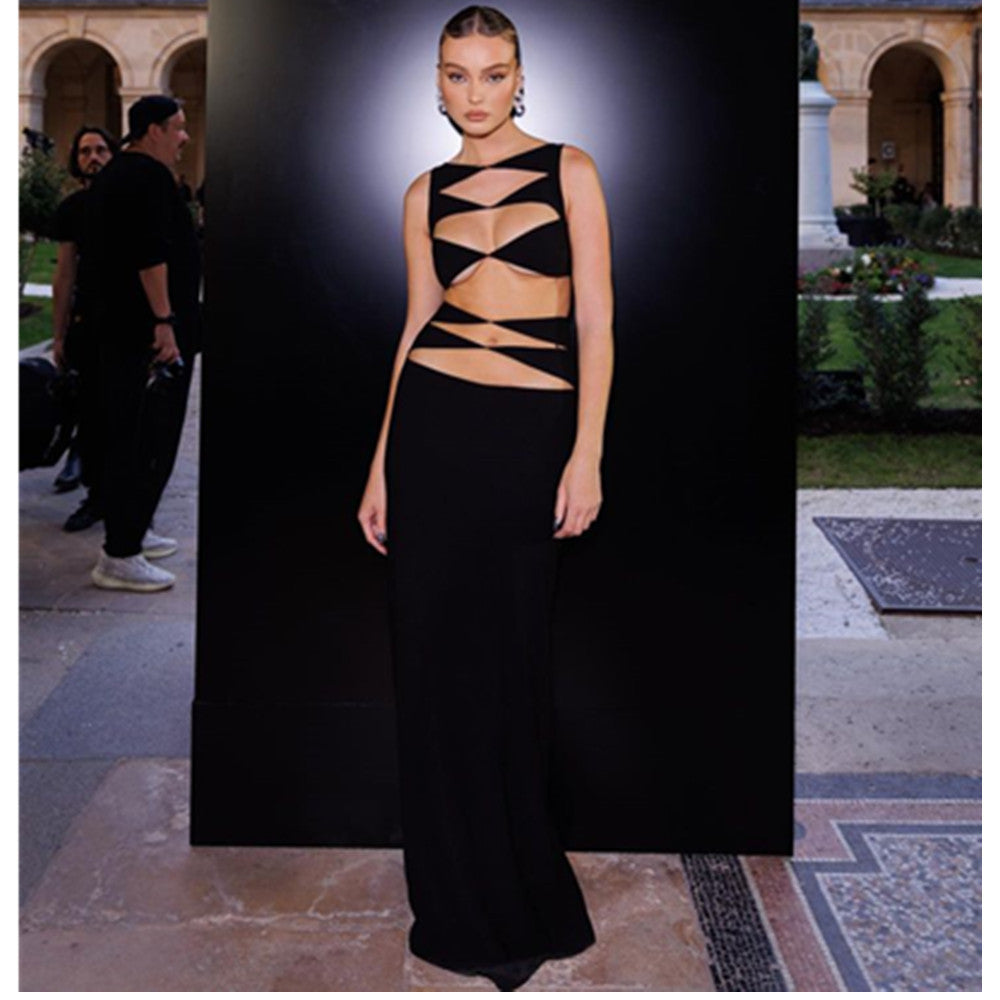 Chic Hollow-Out Two-Piece Bandage Dress Red Carpet Prom Dress