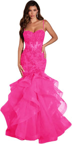 Damen Ballkleid mit Spitzenapplikation, Tüll, lang, Meerjungfrau-Stil, Rüschen, funkelnd, formelles Abendkleid 