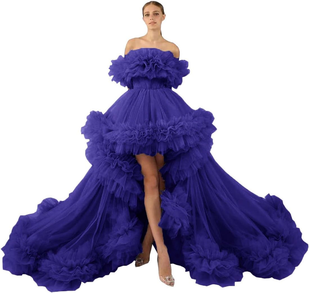 Rüschen-Tüll-Robe für Schwangerschafts-Fotoshooting, transparent, schulterfrei, Umstandsrobe, schwanger, Babyparty, Abschlussballkleid 
