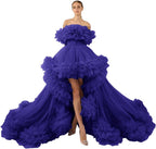 Rüschen-Tüll-Robe für Schwangerschafts-Fotoshooting, transparent, schulterfrei, Umstandsrobe, schwanger, Babyparty, Abschlussballkleid 