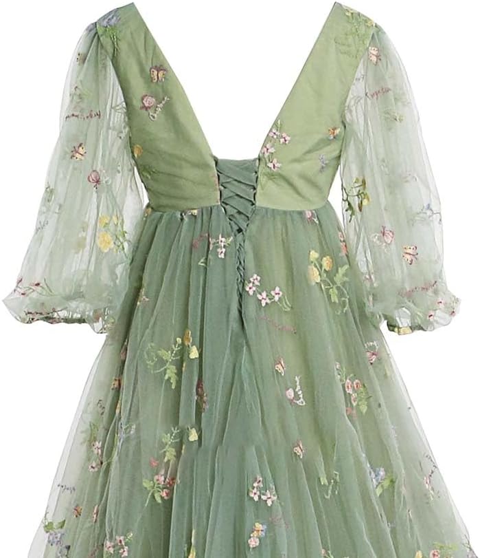 Embroidery Tulle Robe Maternity Dress for Photoshoot Ball Gown Slit Pregnancy Baby Shower Gown