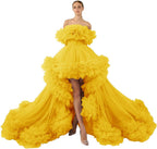 Rüschen-Tüll-Robe für Schwangerschafts-Fotoshooting, transparent, schulterfrei, Umstandsrobe, schwanger, Babyparty, Abschlussballkleid 