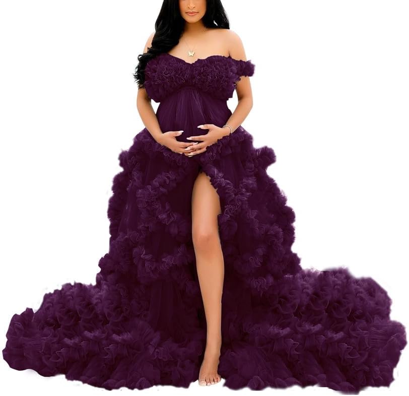 Tüllkleid für Schwangerschafts-Fotoshooting, bauschige Rüschen, Illusion, Braut-Dessous, Badekleid SY055 