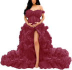 Tüllkleid für Schwangerschafts-Fotoshooting, bauschige Rüschen, Illusion, Braut-Dessous, Badekleid SY055 