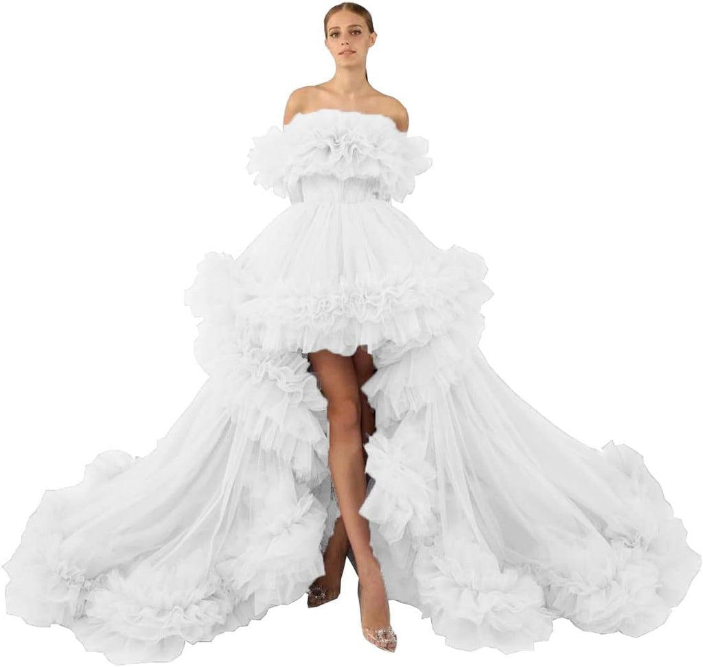 Rüschen-Tüll-Robe für Schwangerschafts-Fotoshooting, transparent, schulterfrei, Umstandsrobe, schwanger, Babyparty, Abschlussballkleid 