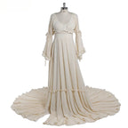 2 Pieces Gown V Neck Maternity Dresses for Photo Shoots Photography Dress Baby Shower Dress for Pregnant Woman SY211008