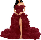 Tüllkleid für Schwangerschafts-Fotoshooting, bauschige Rüschen, Illusion, Braut-Dessous, Badekleid SY055 