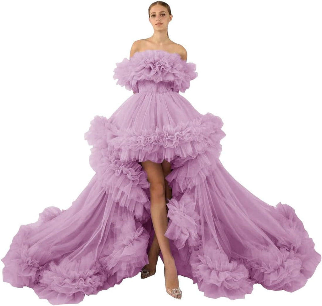 Rüschen-Tüll-Robe für Schwangerschafts-Fotoshooting, transparent, schulterfrei, Umstandsrobe, schwanger, Babyparty, Abschlussballkleid 