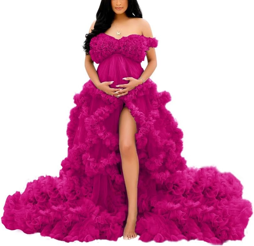 Tüllkleid für Schwangerschafts-Fotoshooting, bauschige Rüschen, Illusion, Braut-Dessous, Badekleid SY055 