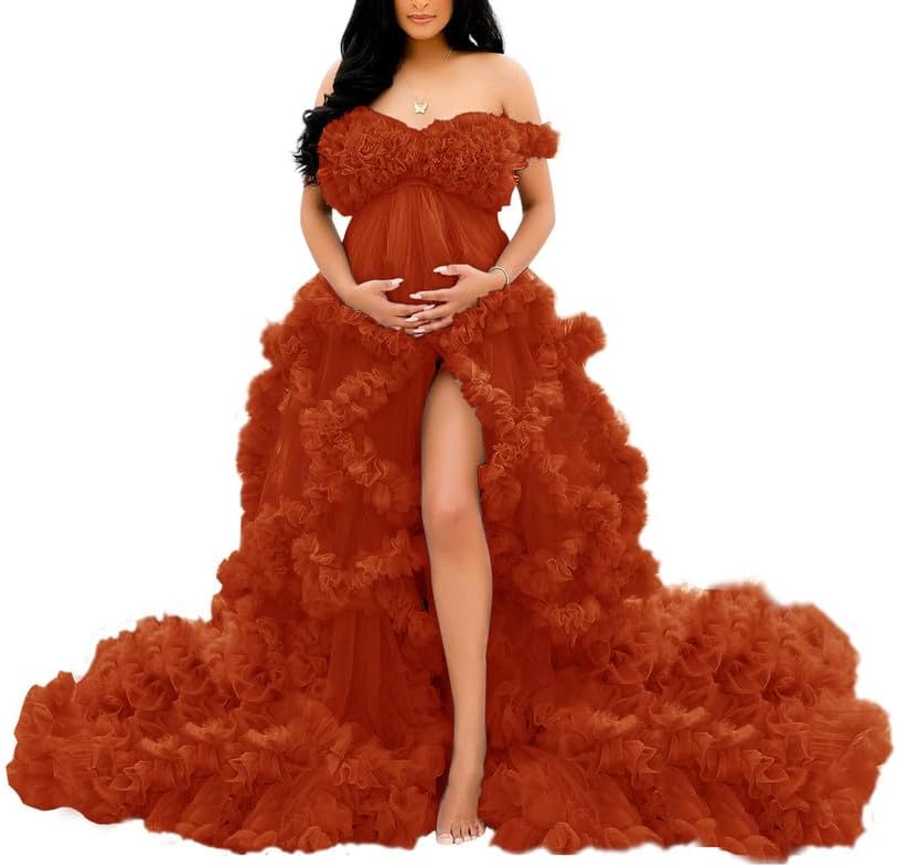 Tüllkleid für Schwangerschafts-Fotoshooting, bauschige Rüschen, Illusion, Braut-Dessous, Badekleid SY055 