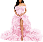 Tüllkleid für Schwangerschafts-Fotoshooting, bauschige Rüschen, Illusion, Braut-Dessous, Badekleid SY055 