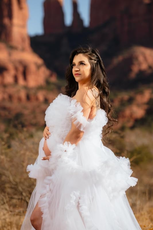 Tüllkleid für Schwangerschafts-Fotoshooting, bauschige Rüschen, Illusion, Braut-Dessous, Badekleid SY055 
