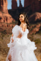 Tüllkleid für Schwangerschafts-Fotoshooting, bauschige Rüschen, Illusion, Braut-Dessous, Badekleid SY055 
