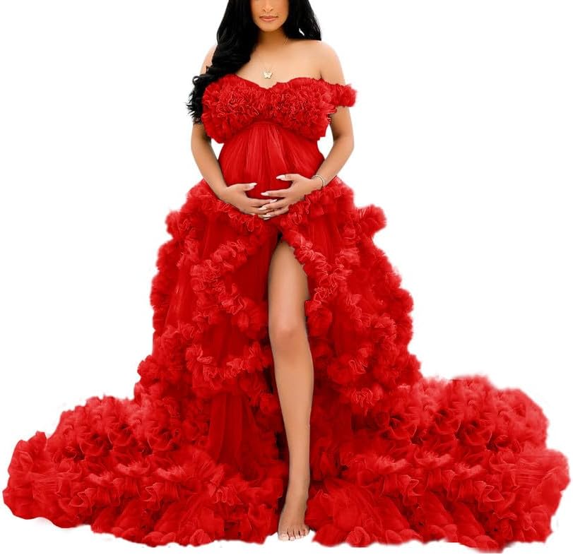 Tüllkleid für Schwangerschafts-Fotoshooting, bauschige Rüschen, Illusion, Braut-Dessous, Badekleid SY055 