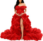 Tüllkleid für Schwangerschafts-Fotoshooting, bauschige Rüschen, Illusion, Braut-Dessous, Badekleid SY055 