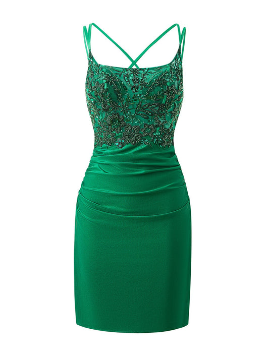 Vestido de fiesta Avery azul real con tirantes finos, de jersey y corte ajustado