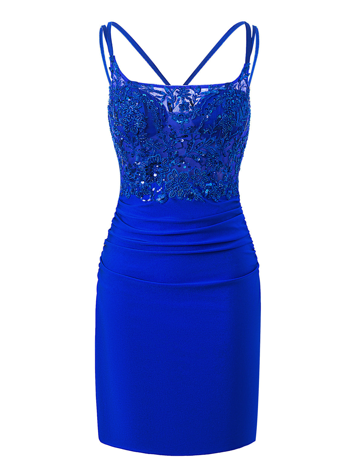 Vestido de fiesta Avery azul real con tirantes finos, de jersey y corte ajustado