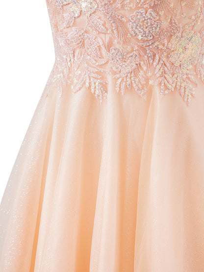 Grace | A-line Short Spaghetti Strap Glitter Tulle Homecoming Dress