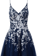 Bella | Vestido corto de fiesta Aline de tul brillante con apliques