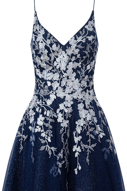 Bella | Vestido corto de fiesta Aline de tul brillante con apliques