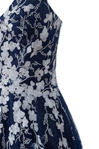 Bella | Vestido corto de fiesta Aline de tul brillante con apliques